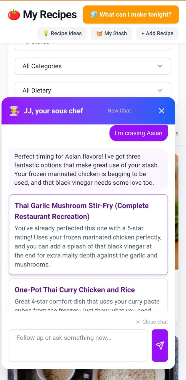 The sous chef recommending a stir-fry that uses both the frozen chicken and the black vinegar